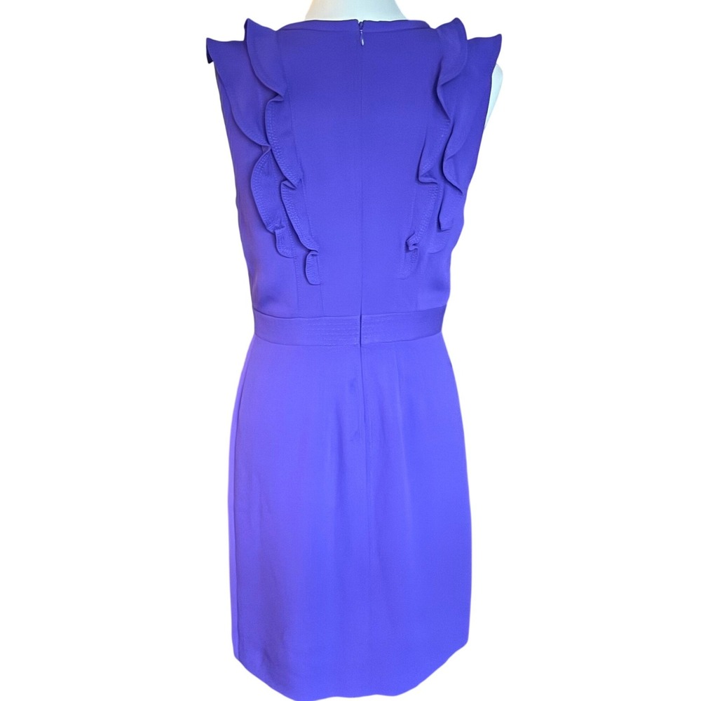 Tory Burch Purple Ruffle Pintuck Sleeveless Sheath Dress Size 6 - Picture 2 of 12